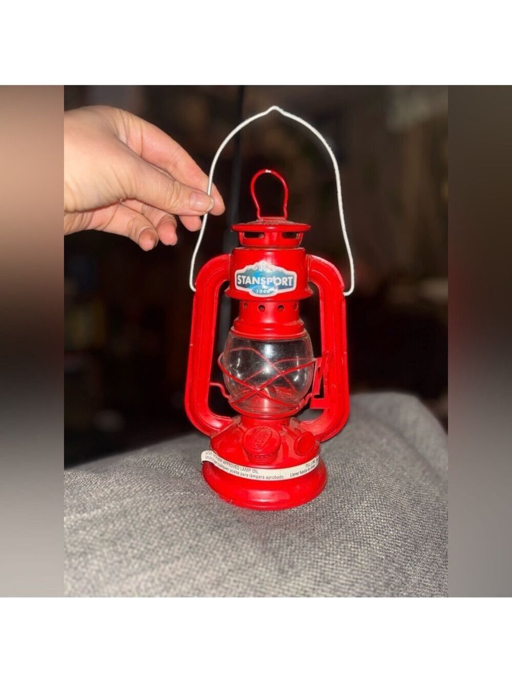 Cozy Campfire Glow • Red Stansport Lantern • Rustic Cabin • Hurricane Style - Picture 3 of 6